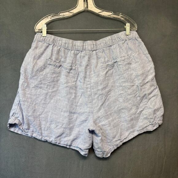 Tahari Womens 100% Linen Shorts 1X Light Blue Elastic Waist Casual Summer Resort - Picture 2 of 14